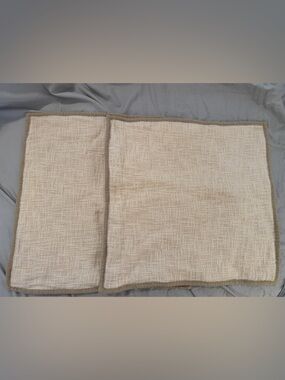 Pair of 20x20 Pottery Barn Light Tan 100% Cotton Pillow Covers
